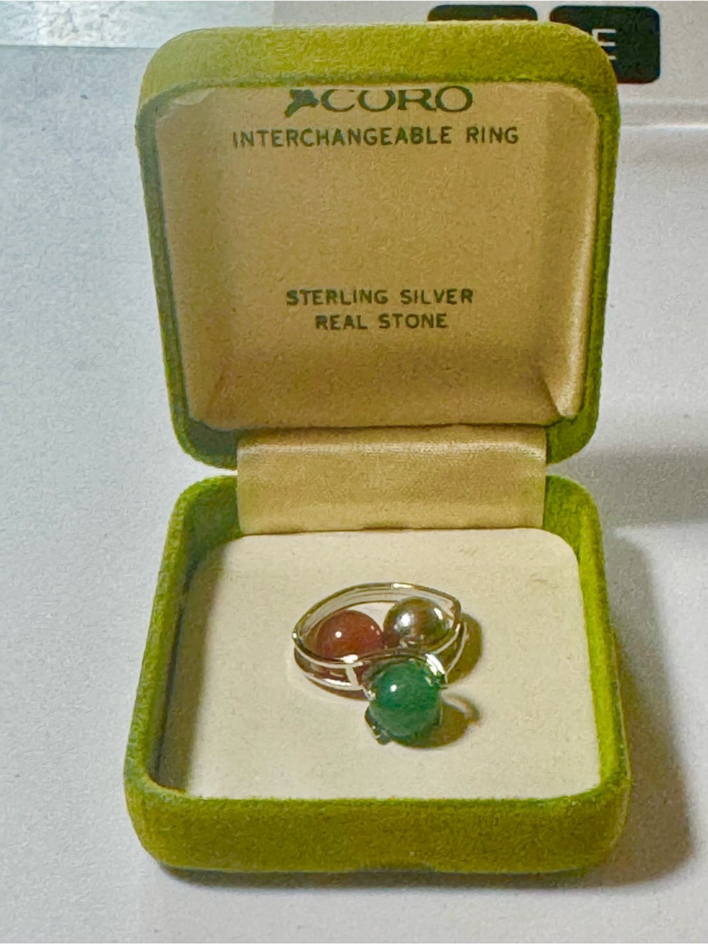 Vintage Sterling Silver Coro Ring - Interchangeable 3 Stones